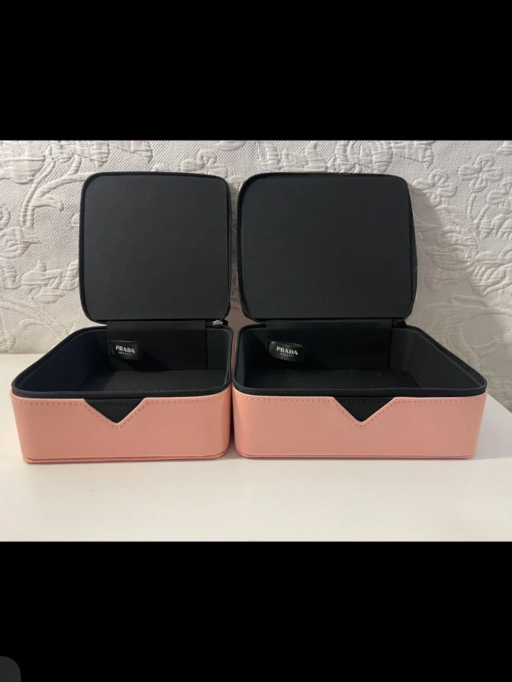 Prada Beauty Black & Pink Vanity Makeup Cases Set of 2 - Picture 2 of 9